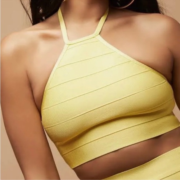 HERVE LEGER x FOREVER 21 | Knit Halter Top in Yellow - Picture 3 of 6